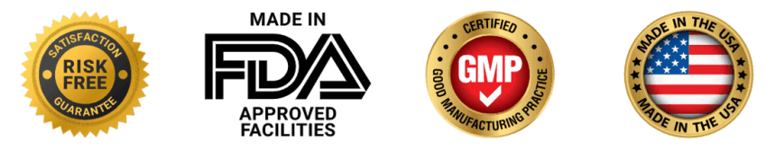 Sleep Lean - Certification badges: GMP, FDA, Non-GMO, Made in USA, Natural Ingredients